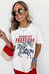 Wranglin Freedom Rodeo Graphic Patriotic Western Style Summer Tee Shirt