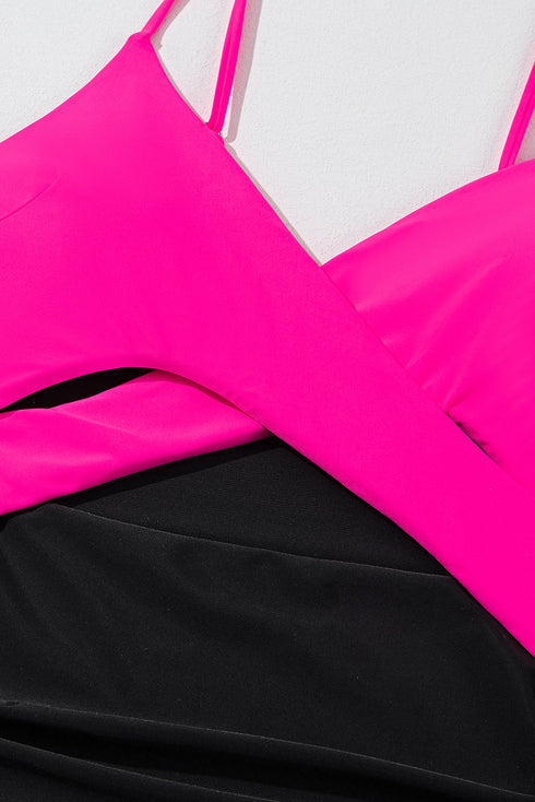 Wrap Front Cutout Ruched One Piece Swimsuit