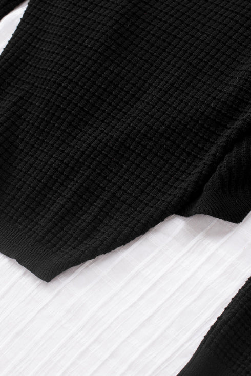 Wrap V Neck Waffle Sweater