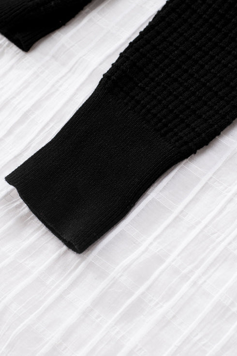 Wrap V Neck Waffle Sweater