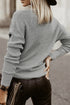 Wrap V Neck Waffle Sweater