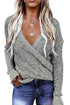 Wrap V Neck Waffle Sweater