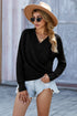 Wrap V Neck Waffle Sweater