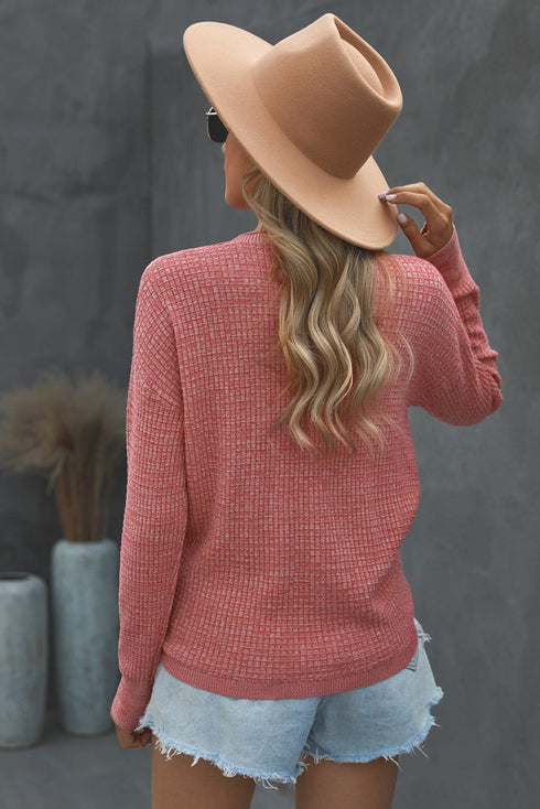 Wrap V Neck Waffle Sweater