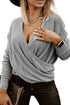 Wrap V Neck Waffle Sweater
