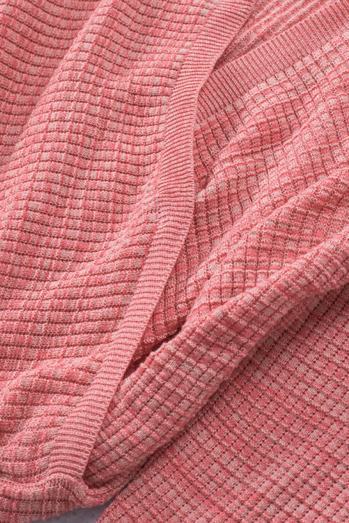 Wrap V Neck Waffle Sweater