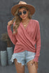 Wrap V Neck Waffle Sweater