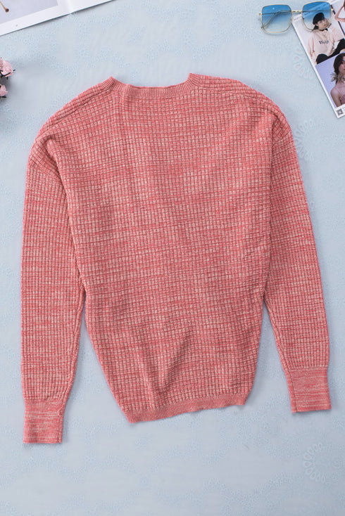 Wrap V Neck Waffle Sweater