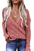 Wrap V Neck Waffle Sweater