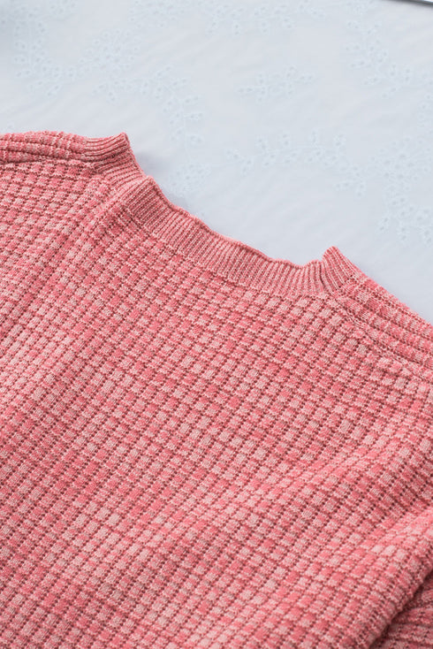 Wrap V Neck Waffle Sweater