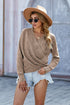 Wrap V Neck Waffle Sweater