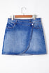 Wrapped Crossed Waist Solid Denim Mini Skirt