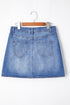 Wrapped Crossed Waist Solid Denim Mini Skirt