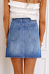 Wrapped Crossed Waist Solid Denim Mini Skirt