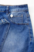 Wrapped Crossed Waist Solid Denim Mini Skirt