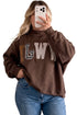 WWJD Mixed Pattern Exposed Seam Mock Neck Sweatshirt