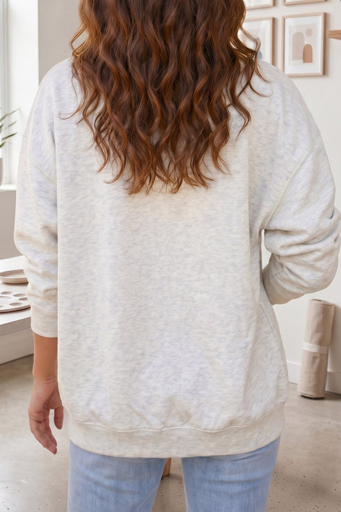 WWJD Polka Dot Letter Print Open Front Tunic Graphic Sweatshirt