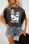 Yee Haw Graphic Print Fringe Sleeve Western Tee