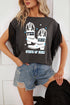 Yee Haw Graphic Print Fringe Sleeve Western Tee