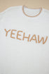 Yeehaw Graphic Contrast Stitch Short Sleeve Knit Sweater