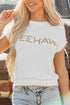 Yeehaw Graphic Contrast Stitch Short Sleeve Knit Sweater