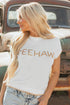 Yeehaw Graphic Contrast Stitch Short Sleeve Knit Sweater