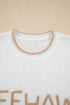 Yeehaw Graphic Contrast Stitch Short Sleeve Knit Sweater