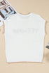Yeehaw Graphic Contrast Stitch Short Sleeve Knit Sweater