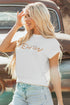Yeehaw Graphic Contrast Stitch Short Sleeve Knit Sweater