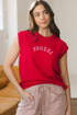 Yeehaw Graphic Sleeveless Crew Neck Knit Sweater