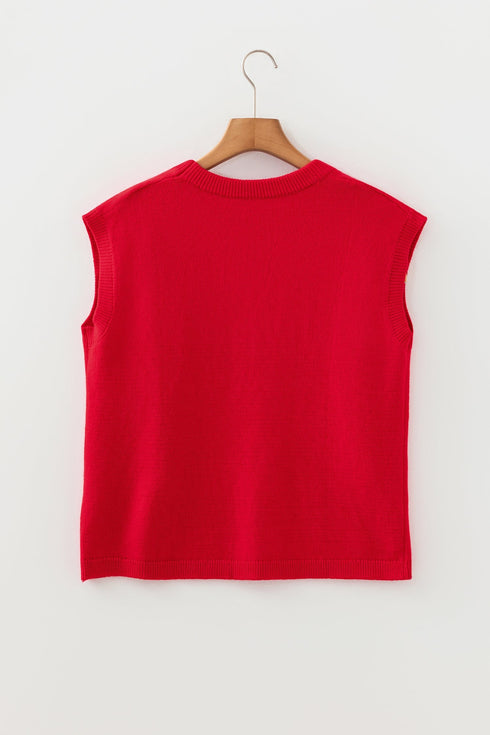 Yeehaw Graphic Sleeveless Crew Neck Knit Sweater