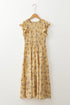 Yellow Boho Floral Print Ruffle Smocked Flowy Summer Dress