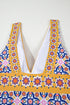 Yellow Floral Print V Neck One Piece Swimsuit