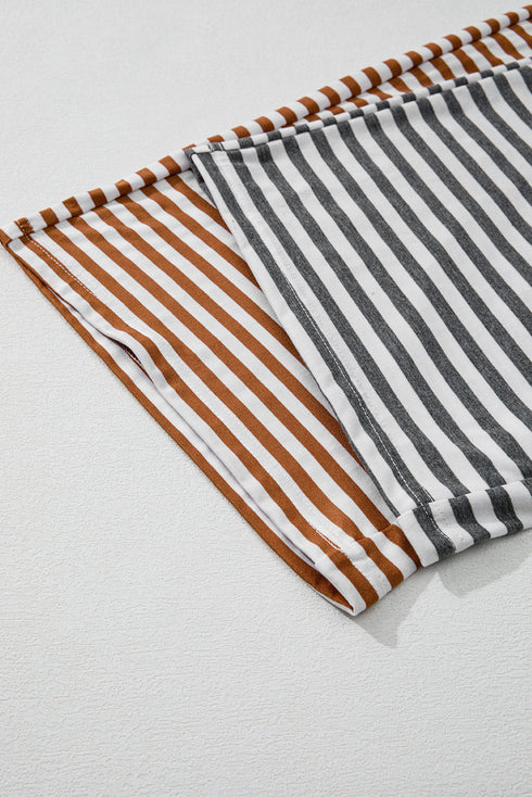 Yellow Stripe Two Tone Contrast Spaghetti Strap Backless Overall