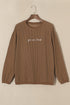 You Are Loved Graphic Print Corded Texture Crew Sweatshirt