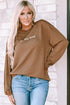 You Are Loved Graphic Print Corded Texture Crew Sweatshirt
