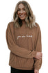 You Are Loved Graphic Print Corded Texture Crew Sweatshirt