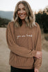 You Are Loved Graphic Print Corded Texture Crew Sweatshirt