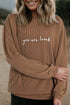 You Are Loved Graphic Print Corded Texture Crew Sweatshirt