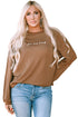 You Are Loved Graphic Print Corded Texture Crew Sweatshirt