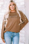 You Are Loved Graphic Print Corded Texture Crew Sweatshirt