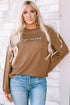 You Are Loved Graphic Print Corded Texture Crew Sweatshirt