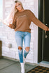 You Are Loved Graphic Print Corded Texture Crew Sweatshirt