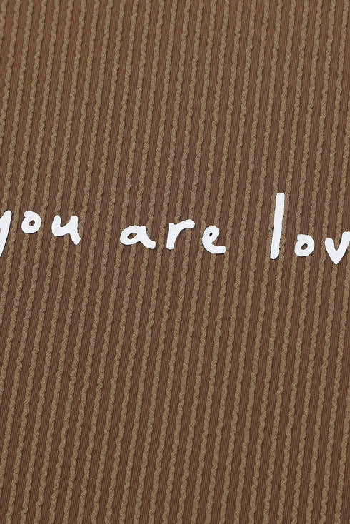 You Are Loved Graphic Print Corded Texture Crew Sweatshirt