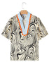 Zebra Stripe Print Ricrac Trim V Neck Blouse
