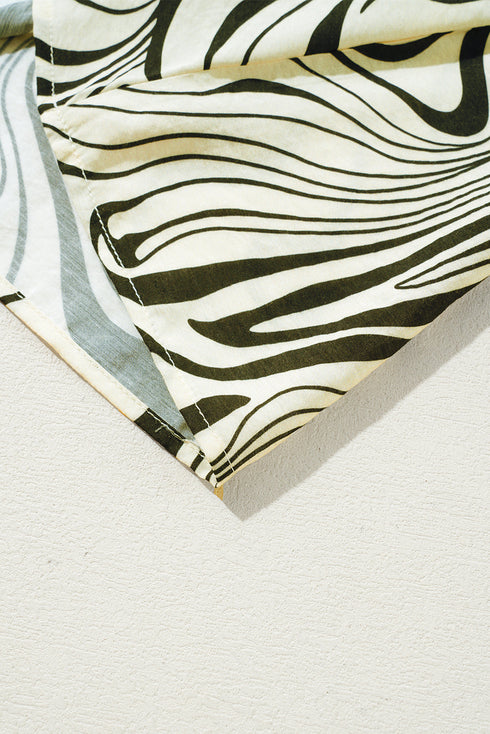 Zebra Stripe Print Ricrac Trim V Neck Blouse