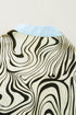 Zebra Stripe Print Ricrac Trim V Neck Blouse