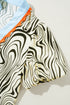 Zebra Stripe Print Ricrac Trim V Neck Blouse