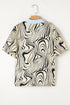 Zebra Stripe Print Ricrac Trim V Neck Blouse
