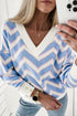 Zigzag Print V Neck Oversized Drop Shoulder Top